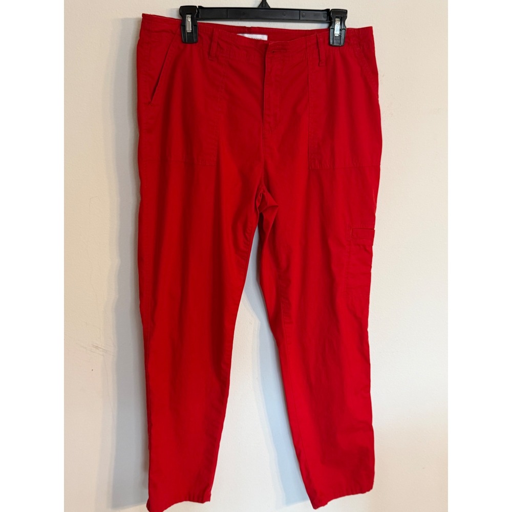 Liz Claiborne Women Red Cargo Pants Straight Leg Size 8 Cotton Stretch